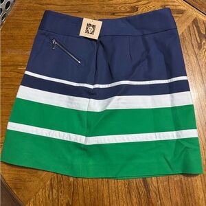 Anne Klein Navy and Green Striped Skirt